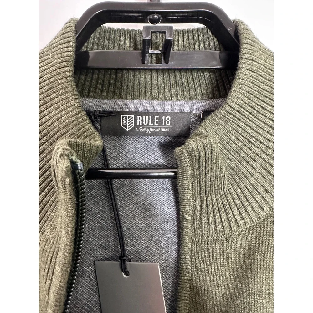 Rule‎ 18 Bobby Jones Mens XL 1/4 Zip Pima Cotton Sweater Evergreen Gray Pullover